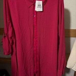 Calvin Klein Woman Vibrant Pink Button Down Shirt